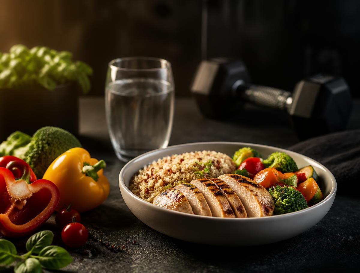 Refeição equilibrada com plano alimentar desportivo